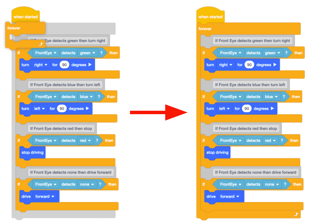 VEX CS Unit 7 Decisions with Colors Lesson 4 Using [Forever] blocks